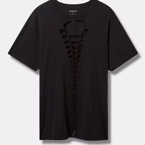 Torrid Black Lace-Up Detail Blouse